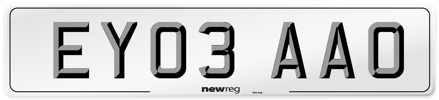 EY03 AAO Number Plate from New Reg